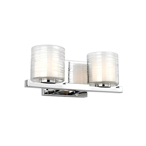  Feiss VS24202CH Volo Glass Wall Vanity Bath Lighting, Chrome, 2-Light (14W x 6H) 80watts