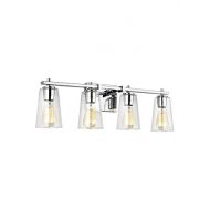 Feiss VS24304CH Mercer Glass Wall Vanity Bath Lighting, Chrome, 4-Light (29W x 9H) 240watts