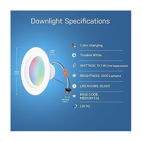  Feit Electric Smart Recessed Light, Fits Most 5-6