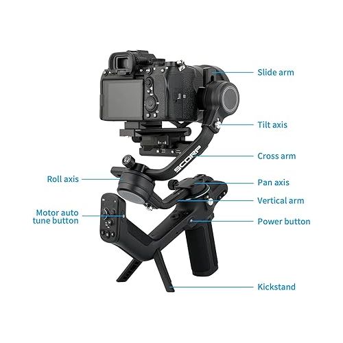  FeiyuTech SCORP-C 3-Axis Handheld Gimbal Camera Stabilizer for DSLR&Mirrorless Camera fits Sony/Canon/Nikon/Panasonic/Fujifilm,Max 5.51lbs Professional Video Stabilizer,Official-Authorized