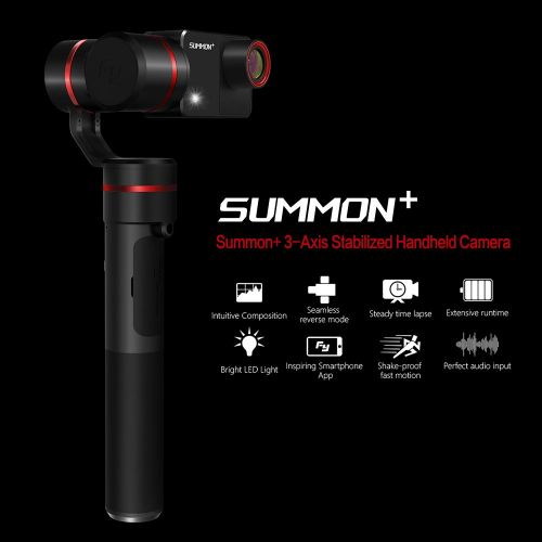  FeiyuTech SUMMON+ 3 Achsen Gimbal und integriert 4K Actionkamera, 25FPS 16 Megapixel 2.0 HD Display mit LED-Fill Light Anti-Ruetteln Ein Tap fuer Panoramaaufnahme