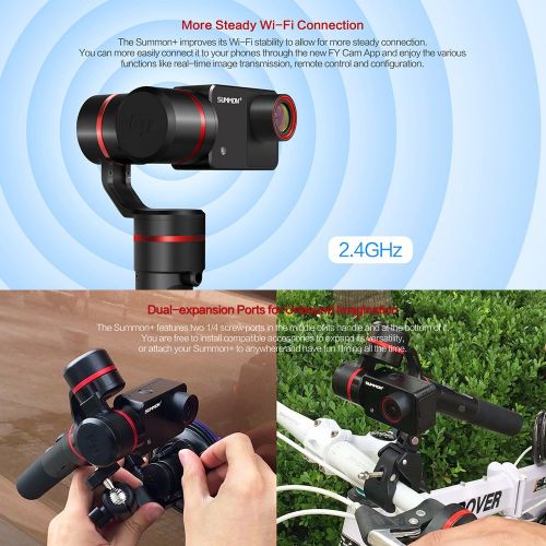  FeiyuTech SUMMON+ 3 Achsen Gimbal und integriert 4K Actionkamera, 25FPS 16 Megapixel 2.0 HD Display mit LED-Fill Light Anti-Ruetteln Ein Tap fuer Panoramaaufnahme