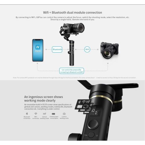  FeiyuTech G6 Plus 3-Axis Handheld Gimbal Stabilizer for Smartphone,Gopro,Canon Sony Micro Single,Including Extension Rod (G6 Plus with Extension Rod)