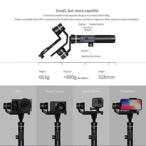  FeiyuTech G6 Plus 3-Axis Handheld Gimbal Stabilizer for Smartphone,Gopro,Canon Sony Micro Single,Including Extension Rod (G6 Plus with Extension Rod)