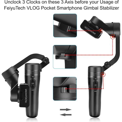  [아마존핫딜][아마존 핫딜] FeiyuTech VLOG pocket Handheld Gimbal Stabilizer Foldable Pocket-Size 3-Axis with One Key Orientation Toggle for iPhone 11/ 11 Pro/ 11 pro Max and Android Smartphones