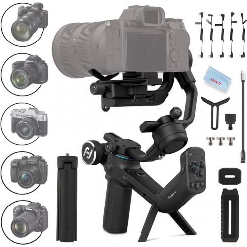  FeiyuTech SCORP-C Gimbal 3-Axis Handheld Stabilizer for Mirrorless / DSLR Cameras for Sony a9/a7/A6300/A6400,Canon EOS R,M50,80D,Panasonic GH4,GH5,Nikon Z7,FUJIFILM XT4/XT3,5.5 lb