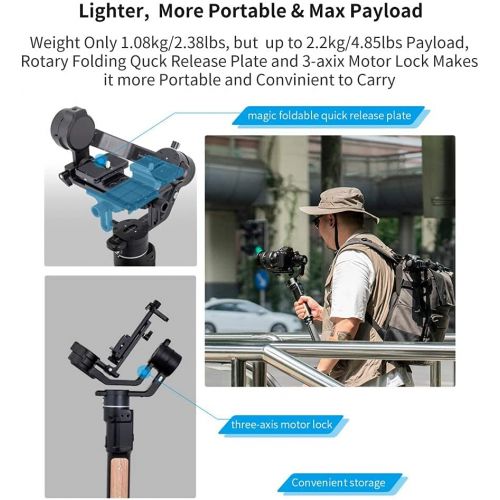  FeiyuTech AK2000C [Official] Camera Stabilizer, 3 Axis Handheld Gimbal Stabilizer for DSLR Camera Mirrorless, 4.85lbs Payload Touch Screen, for Sony Canon Panasonic Nikon Fujifilm,