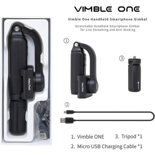  Vimble One Selfile Stick 1Axis Gimbal-FeiyuTech Stabilizer 180mm Extension for Smartphone iPhone 12(no pro max)/12mini 11 Samsung Huawei,MI,YouTube Vlog Record Bluetooth,iOS Androi