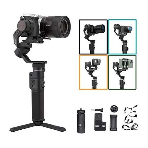  FeiyuTech G6 Max Camera Gimbal Stabilizer for Lightweight Mirrorless/Action/Pocket Camera/Smartphone for Sony a6300/a6500 Canon eos 200D M50,GoproHero 8765,Bluetooth,app,Official-A