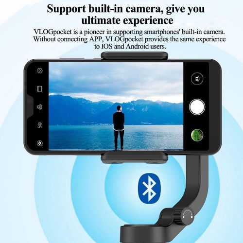  FeiyuTech VLOGpocket 3-Axis Handheld Foldable Gimbal Stabilizer for Smartphone iPhone/Huawei/Samsung/Xiaomi, Black,with Mini Tripod and Extension Rod