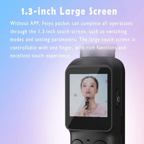  FeiyuTech Feiyu Pocket 3-Axis Camera Gimbal Stabilizer 4K HD 8X Slow Motion Smart Tracking Hyperlapse Motion Trail Time-Lapse Panoramic 1.3 Touchscreen 1.25 Attachable to Smartphone Video Vl