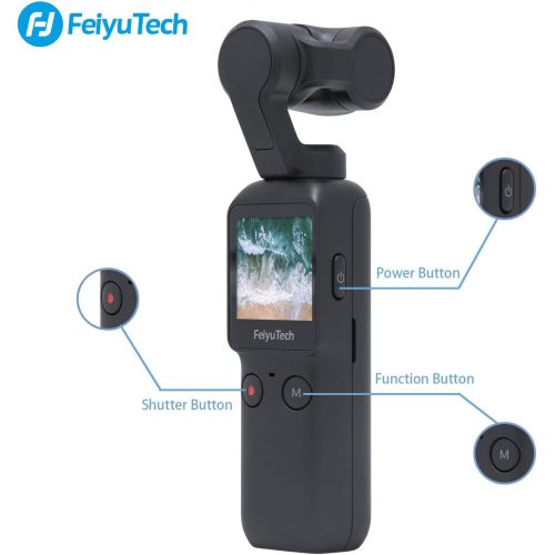  FeiyuTech Feiyu Pocket 3-Axis Camera Gimbal Stabilizer 4K HD 8X Slow Motion Smart Tracking Hyperlapse Motion Trail Time-Lapse Panoramic 1.3 Touchscreen 1.25 Attachable to Smartphone Video Vl