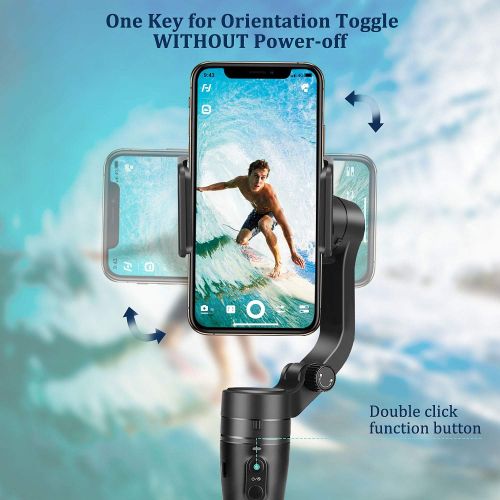  FeiyuTech VLOG Pocket Handheld Gimbal Stabilizer Foldable Pocket-Size 3-Axis with One Key Orientation Toggle Face/Object Tracking for iPhone 11 Pro Max and Smartphone (Black)