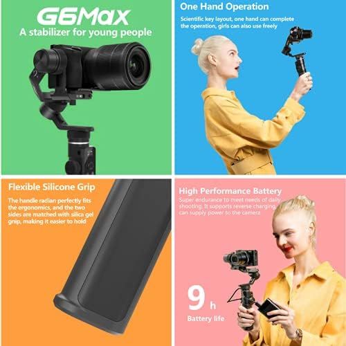  FeiyuTech G6 Max Camera 3-Axis Handheld Gimbal Stabilizer for Mirrorless Camera Sony a7/A6300/A6400,Canon RP,M50,200D,Panasonic GH4/GH5,FUJIFILM XT4/XT3,Gopro 876,Smartphone,2.65lb