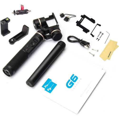  FeiyuTech Feiyu G6 Kit 3-Axis Action Camera Gimbal Stabilizer for GoPro Hero 8 Hero 7, Splash Proof Selfie Stick Gimbal for Go pro Hero 6 5 Yi cam 4K, with MiniTripod Phone Clip Hero 8 Adapt