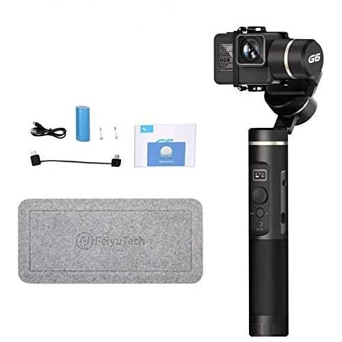  FeiyuTech G6 Gimbal Stabilizer for Gopro 3-Axis Handheld Gimbal for Action Camera Hero 8,7,6,5/Sony RX0/Yi 4k/DJI Osmo Spalsh-Proof,WiFi&Bluetooth,Metal Texture with Screen,Offical