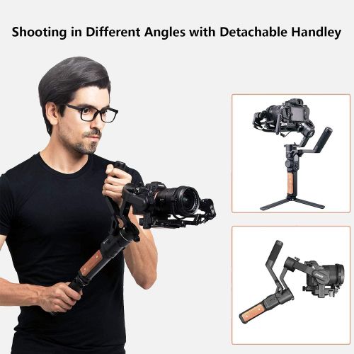  FeiyuTech AK2000S-Camera Stabilizer, 3-Axis Handheld Gimbal Stabilizer for DSLR and Mirrorless Camera Professional Video Stabilizer for Sony, Canon, Nikon, Fujifilm with 4.85lbs Pa