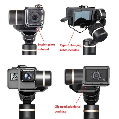  FeiyuTech G6 3-Axis Handheld Gimbal for GoPro Hero 6543Session, Sony RX0, Yi Cam 4K, AEE Action Cameras and Other Similar-Sized Cams Splash Proof (Tripod and Extension Pole Inc