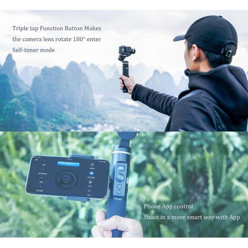  FeiyuTech Feiyu G6 Kit 3-Axis Action Camera Gimbal with Mini-Tripod GoPro session adapter Phone Clip and Magic arm adapter Kit, OLED Screen Elevation Angle 5000 mAH battery for GoPro Hero 6