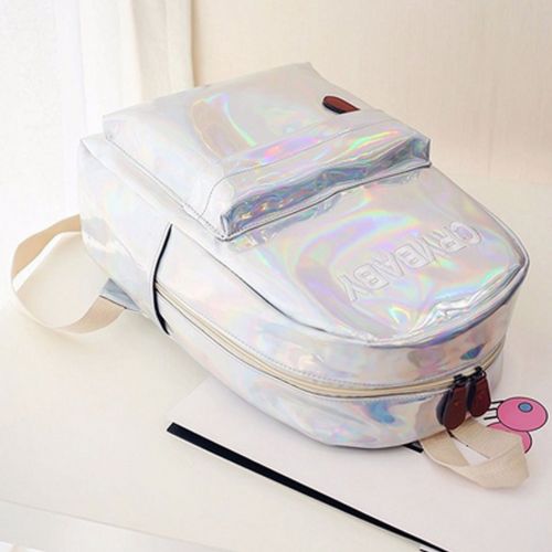  Felice Holographic Laser Backpack Big Capacity Casual Travel Backpack School Bag (silver)