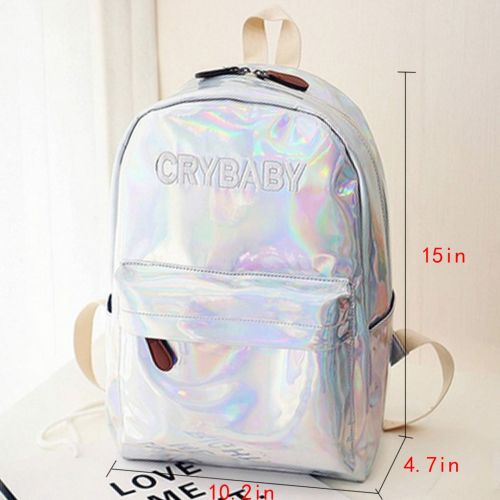  Felice Holographic Laser Backpack Big Capacity Casual Travel Backpack School Bag (silver)