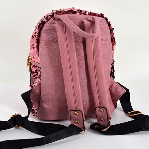 Felice Women Girls Cute Bling Sequins Backpack Daypack Kindergartner School Bag with Bowknot (pink)