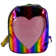 Felice Girls Hologram Laser Backpack Love Heart Daypack Rucksack Shoulder Bag (rainbow)