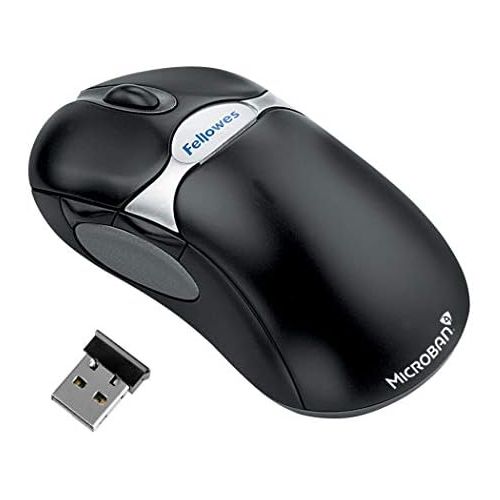  Fellowes Microban Cordless 5-button Optical Mouse - Optical - Wireless - Radio Frequency - Bla