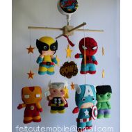 Feltcutemobile Superhero baby mobile felt mobile crib mobile adventure baby mobile super heroes nursery marvel comics nursery avengers captain america