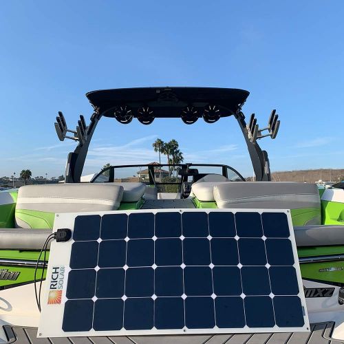  Female Solar Panel 100W 12V Bendable Flexible Solar Charger SunPower Solar Module with MC4 for RV, Boat, Cabin, Tent, Car, Trailer, 12v Battery or Any Other Irregular Surface (100W)