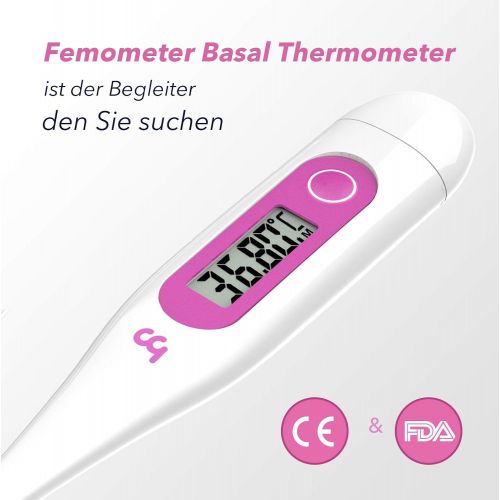  basalthermometer zur zykluskontrolle und Eisprung, Fruchtbarkeitsthermometer mit APP, Digitales Thermometer 2 Nachkommastellen von Femometer