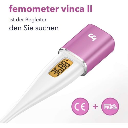  Femometer Vinca II-Basalthermometer Bluetooth zur zykluskontrolle, mit Intelligentes APP (iOS & Android) fuer Eisprung & Zykluskontrolle, Digital beleuchtet Fruchtbarkeitsthermomete