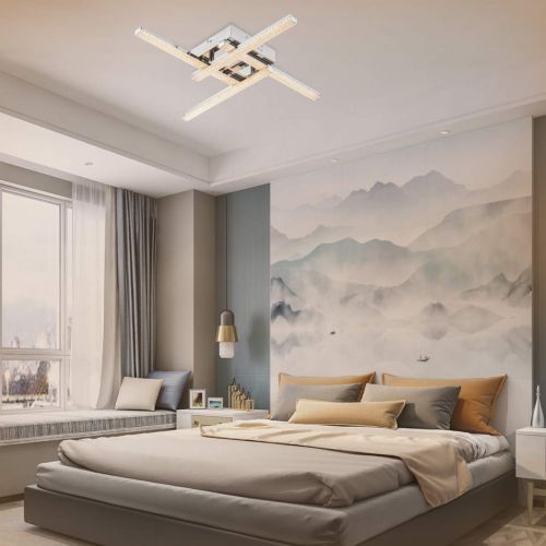  Femony LED Chandelier, Modern Ceiling Light,Minimalist Design,Polished Chrome Finish,Warm White Light for Living Room,Kitchen and Bedroom(CL1002)