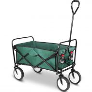 Femor femor Collapsible Folding Outdoor Utility Wagon, Heavy Duty Garden Cart for Shopping Beach Outdoors (Dark Green)