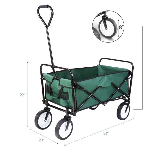  Femor femor Collapsible Folding Outdoor Utility Wagon, Heavy Duty Garden Cart for Shopping Beach Outdoors (Dark Green)