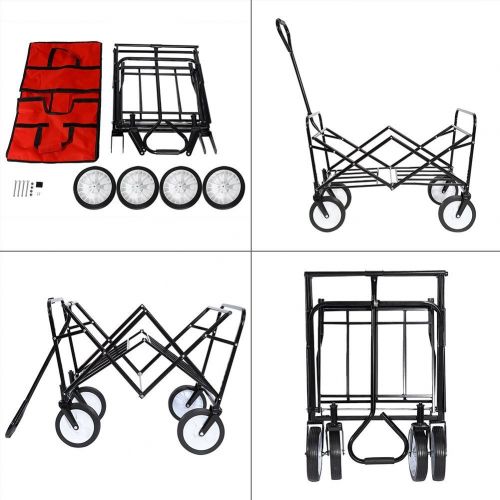  Femor femor Collapsible Folding Outdoor Utility Wagon, Heavy Duty Garden Cart for Shopping Beach Outdoors (Dark Green)