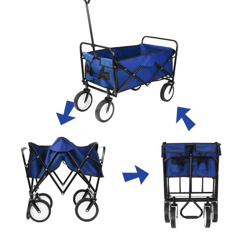  Femor femor Collapsible Folding Outdoor Utility Wagon, Heavy Duty Garden Cart for Shopping Beach Outdoors (Dark Green)