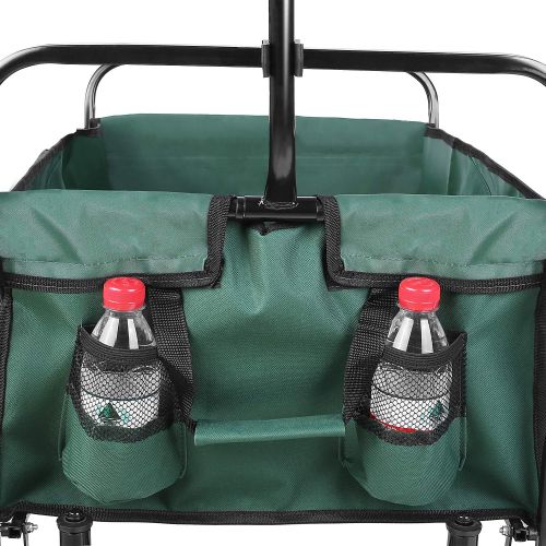  Femor femor Collapsible Folding Outdoor Utility Wagon, Heavy Duty Garden Cart for Shopping Beach Outdoors (Dark Green)