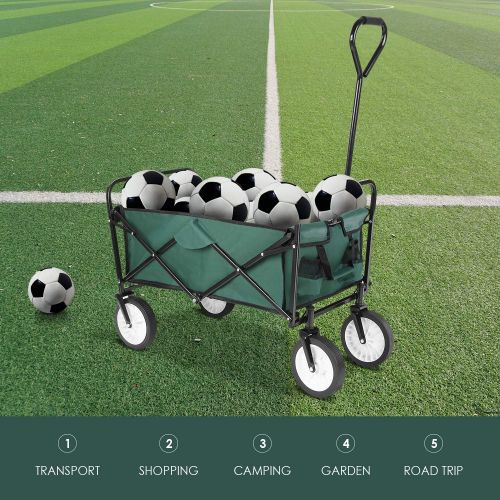  Femor femor Collapsible Folding Outdoor Utility Wagon, Heavy Duty Garden Cart for Shopping Beach Outdoors (Dark Green)