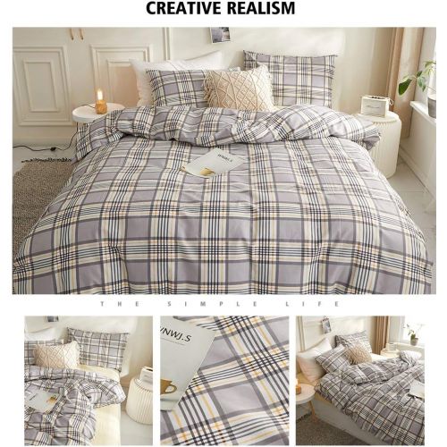  FenDie Stars Printed Duvet Cover Set Queen Grey Teens Bedding Set for Boys Cotton Reversible Pattern 3 Piece Set, Durable Lightweight