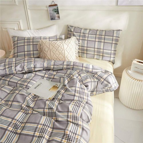  FenDie Stars Printed Duvet Cover Set Queen Grey Teens Bedding Set for Boys Cotton Reversible Pattern 3 Piece Set, Durable Lightweight