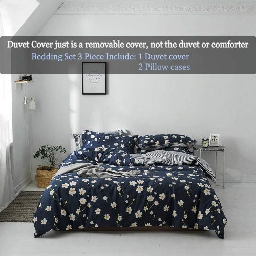  FenDie 3 Piece Duvet Cover Set Queen Cotton Comforter Cover Set Reversible Colorful Arrow Printed Pattern Bedding Set Blue Grey