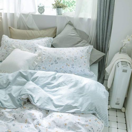  FenDie 3 Piece Duvet Cover Set Queen Cotton Comforter Cover Set Reversible Colorful Arrow Printed Pattern Bedding Set Blue Grey