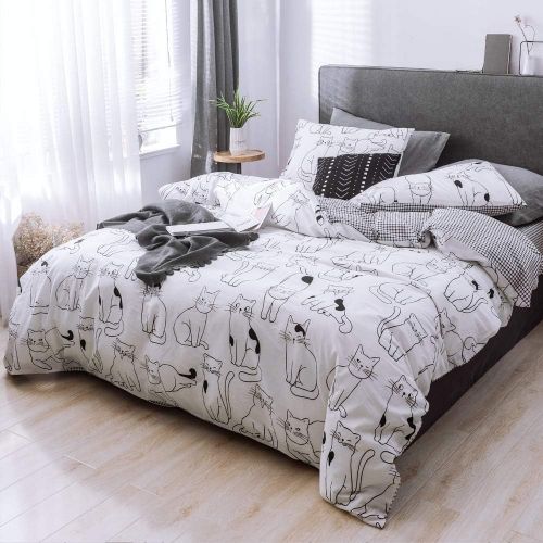  FenDie 3 Piece Duvet Cover Set Queen Cotton Comforter Cover Set Reversible Colorful Arrow Printed Pattern Bedding Set Blue Grey