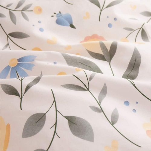  FenDie Potted Plants Bedding Queen Set 3 Piece Cactus Printed Duvet Cover Set Cotton,Pale Yellow for Teens Girls