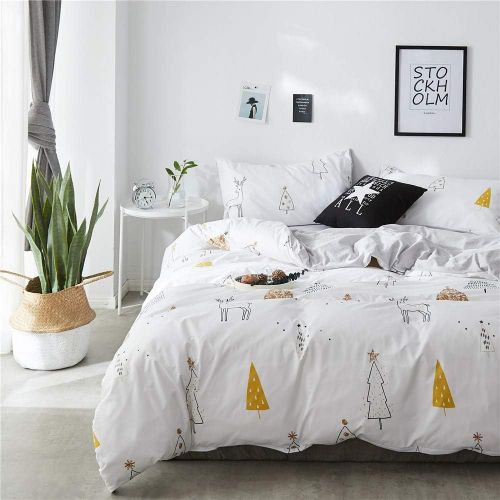  FenDie Potted Plants Bedding Queen Set 3 Piece Cactus Printed Duvet Cover Set Cotton,Pale Yellow for Teens Girls