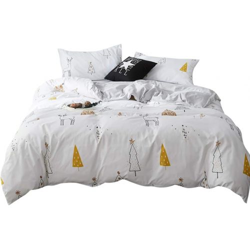  FenDie Potted Plants Bedding Queen Set 3 Piece Cactus Printed Duvet Cover Set Cotton,Pale Yellow for Teens Girls