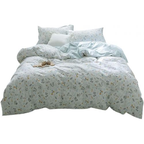  FenDie Potted Plants Bedding Queen Set 3 Piece Cactus Printed Duvet Cover Set Cotton,Pale Yellow for Teens Girls