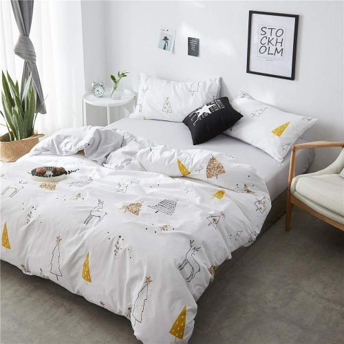  FenDie Potted Plants Bedding Queen Set 3 Piece Cactus Printed Duvet Cover Set Cotton,Pale Yellow for Teens Girls