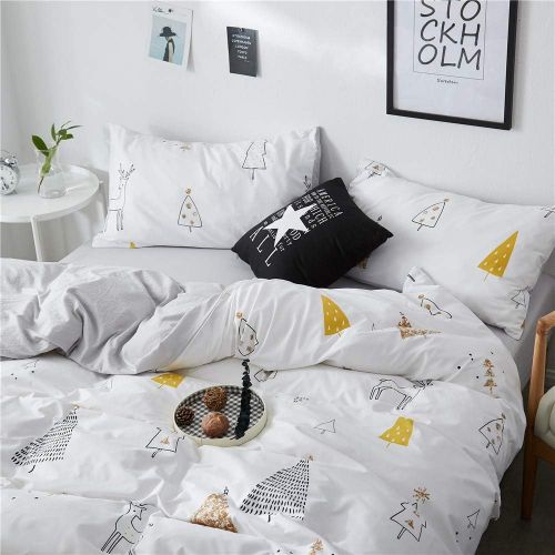  FenDie Potted Plants Bedding Queen Set 3 Piece Cactus Printed Duvet Cover Set Cotton,Pale Yellow for Teens Girls